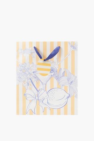 Lemon Stripe Gift Bag Medium