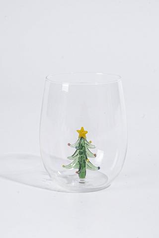 Christmas Tree Stemless Glass