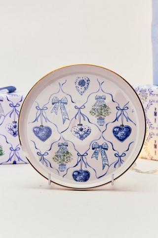 Christmas Delft Mistletoe Side Plate