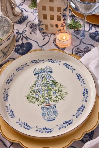 Christmas Delft Tree Dinner Plate