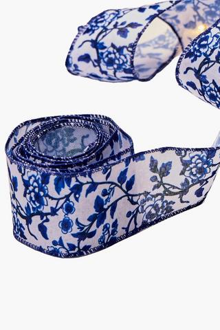 Christmas Floral Delft Ribbon, 3m