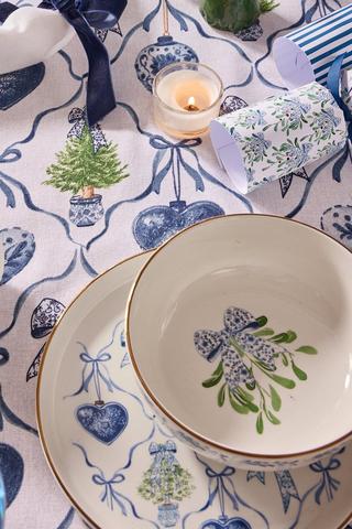 Christmas Delft Mistletoe Bowl