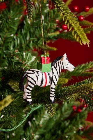 Christmas Hanging Zebra Pressie, 8x7cm