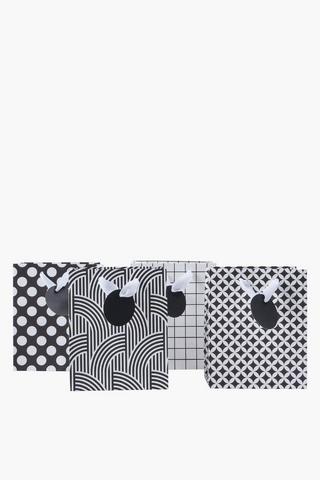 4 Pack Monochrome Gift Bag Set Small