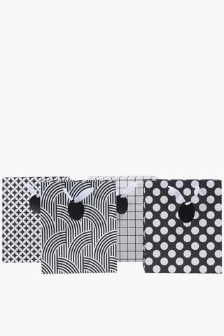 4 Pack Monochrome Gift Bag Set Medium