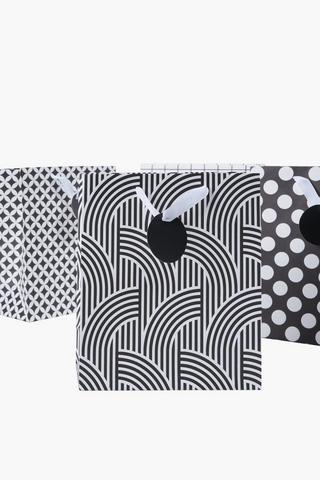 4 Pack Monochrome Gift Bag Set Medium