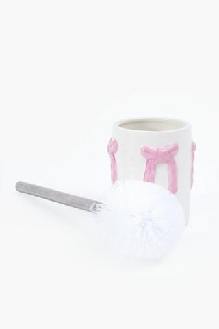 Ceramic Large Bow Toilet Brush Set
