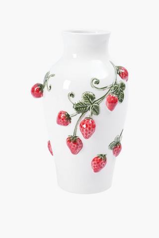 Strawberry Ceramic Vase, 33cm