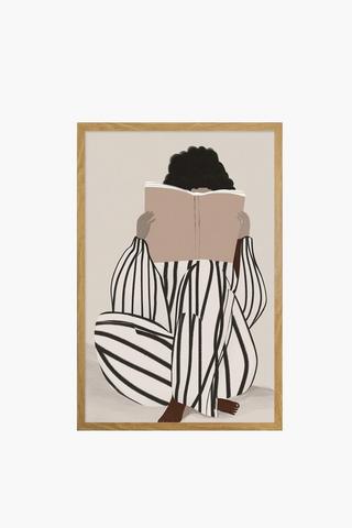 Framed Stripe Lady Canvas. 60x90cm