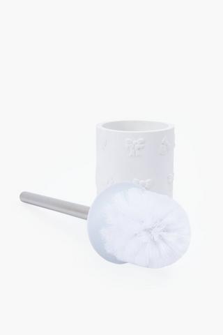 Polyresin Embossed Bow Toilet Brush Set