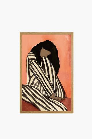 Framed Lady In Stripes Canvas, 40x60cm