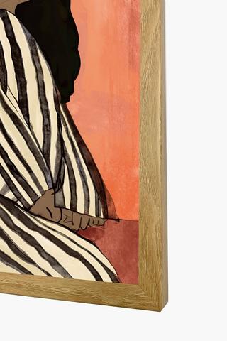 Framed Lady In Stripes Canvas, 40x60cm