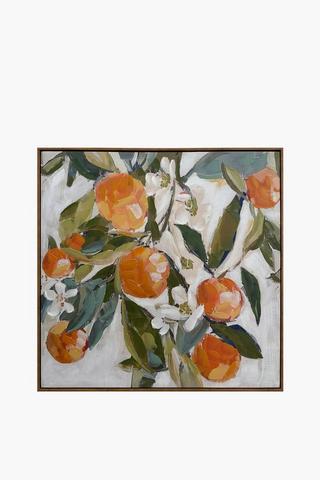 Hand Painted Orange Branch Canvas, 80x80cm