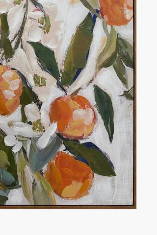 Hand Painted Orange Branch Canvas, 80x80cm