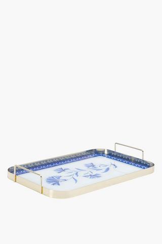 Rectangle Delft Flower Decor Tray, 26x40cm