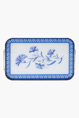 Rectangle Delft Flower Decor Tray, 26x40cm