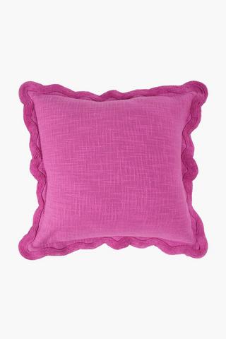 Embroidered Scalloped Edge Scatter Cushion, 50x50cm
