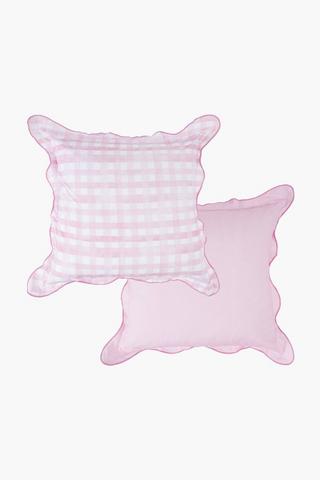 2 Pack Scallop Gingham Cushion Covers, 60x60cm