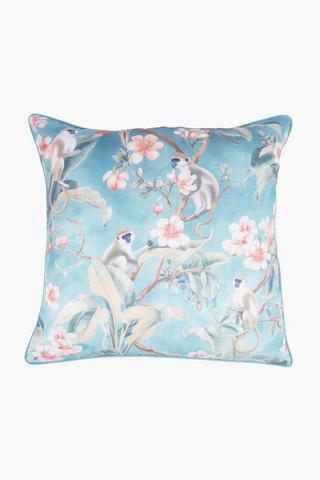 Extra Premium Monkey Floral Scatter Cushion Cover Only, 60x60cm