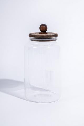 Acacia Lid Glass Jar, 1.4l
