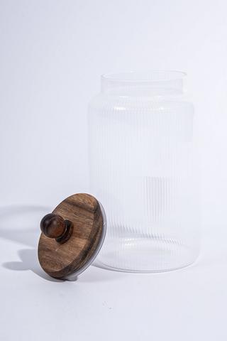 Acacia Lid Glass Jar, 1.4l