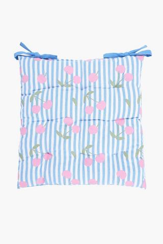 Cherry Stripe Cotton Chair Pad, 38x38cm