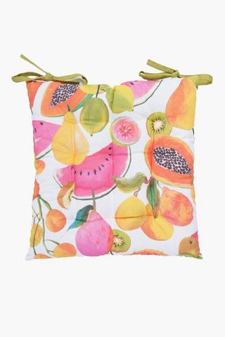 Printed Hot House Fruit Cotton Chair Pad, 40x40cm
