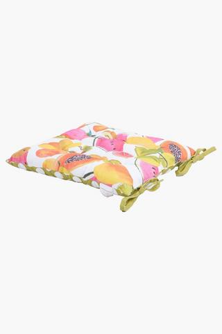 Printed Hot House Fruit Cotton Chair Pad, 40x40cm