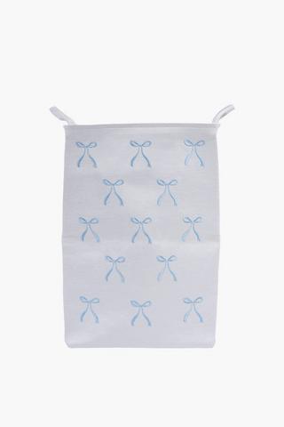 Embroidered Bow Fabric Laundry Basket