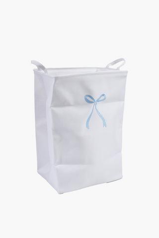 Embroidered Bow Fabric Laundry Basket