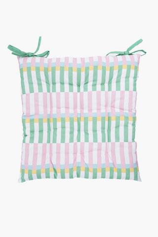 Printed Clubhouse Stripe Cotton Chairpad, 50x50cm