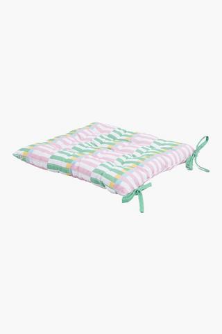 Printed Clubhouse Stripe Cotton Chairpad, 50x50cm