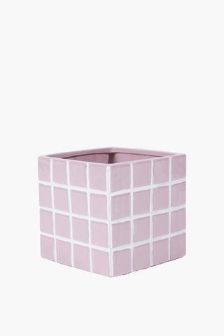 Check Sqaure Planter, 18x18cm