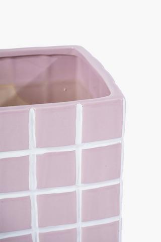Check Sqaure Planter, 18x18cm