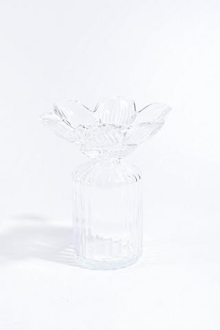 Glass Flower Tealight Holder, 12x14cm