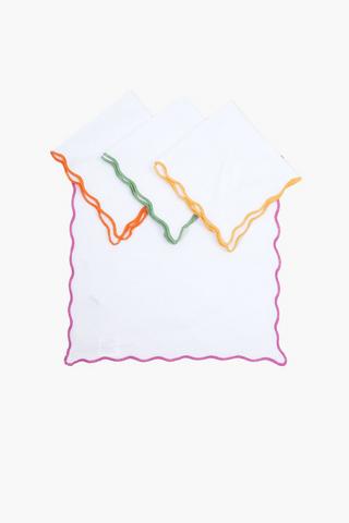 4 Pack Embroidered Scallop Napkins, 40x40cm
