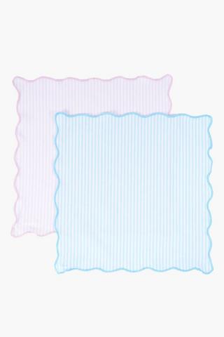2 Pack Embroidered Pin Stripe Napkins, 40x40cm