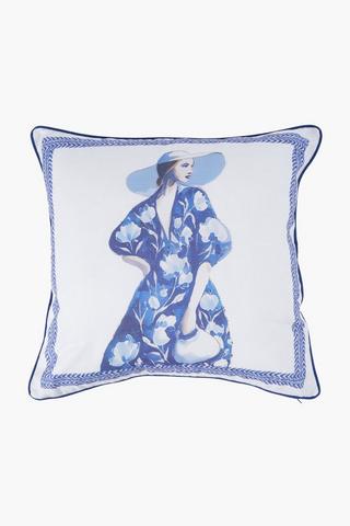 Printed Rita Delft Lady Scatter Cushion, 50x50cm