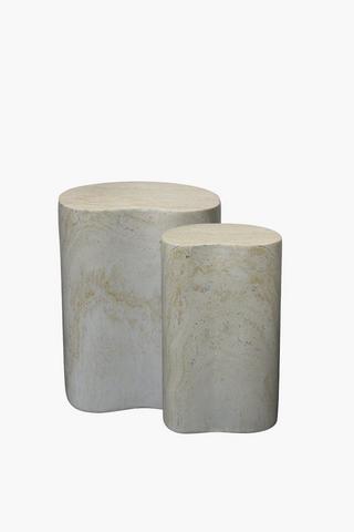 Marble Veneer Side Table Set