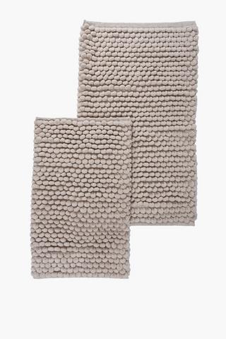 2 Piece Cotton Bobble Bath Mat Set