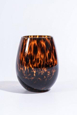 Leopard Print Stemless Wine Glass