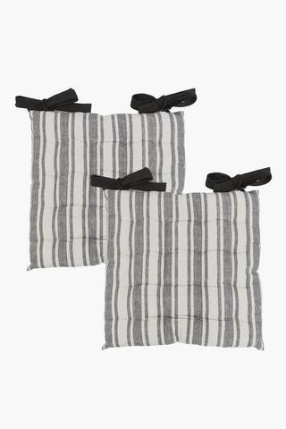 2 Pack Goa Stripe Cotton Chairpad, 40x40cm