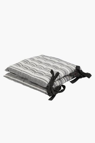 2 Pack Goa Stripe Cotton Chairpad, 40x40cm