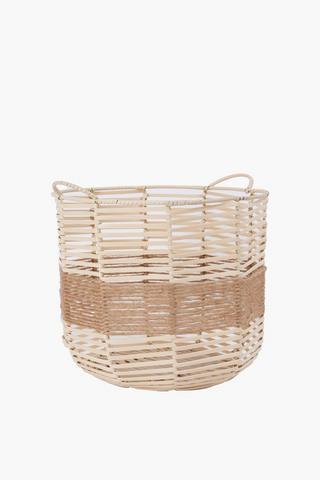 Jute And Plastic Storage Basket