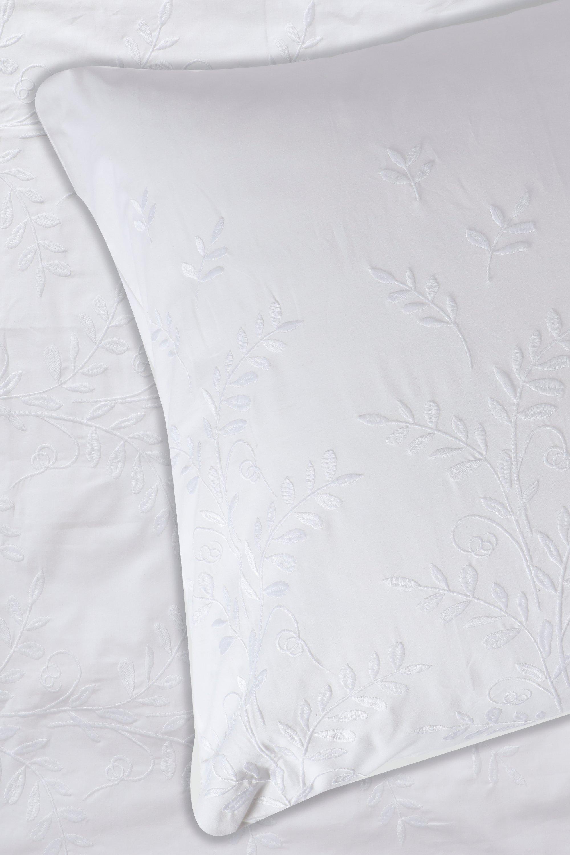 Leaf Embroidered Cotton Continental Pillowcase