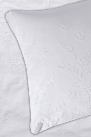 Leaf Embroidered Cotton Continental Pillowcase