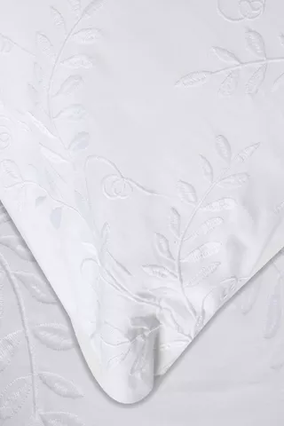 Leaf Embroidered Cotton Continental Pillowcase