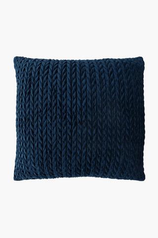 Ruched Velvet Scatter Cushion, 60x60cm