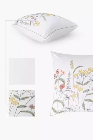 Feather Filled Botanic Embroidery Scatter Cushion 60x60cm