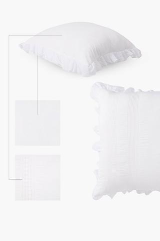 Feather Filled Cotton Waffle With Frill Scatter Cushion 60x60cm